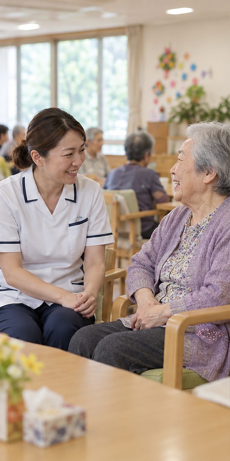 利用者と話す看護職