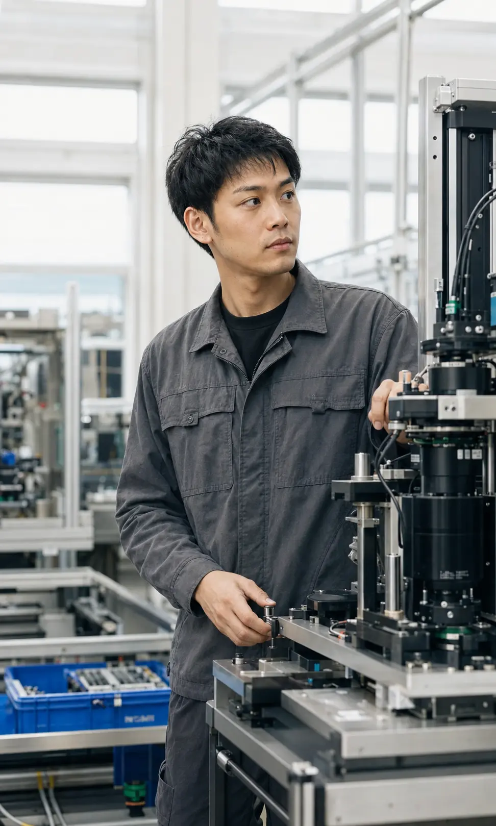 画像検査装置を確認する製造担当の秋山直人