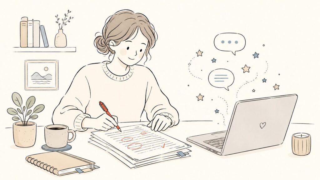 AIが書いた記事を人が監修・ファクトチェックしているイメージ